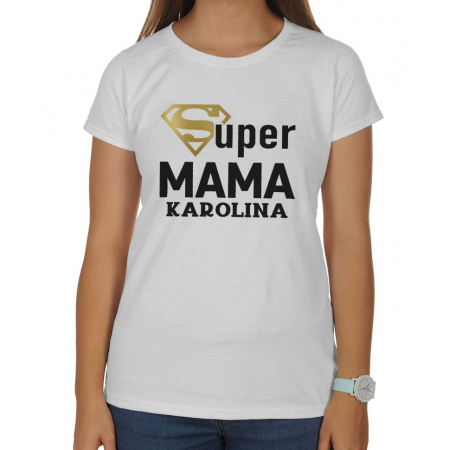 Zestaw koszulka damska + body Super mama Super syn + imię